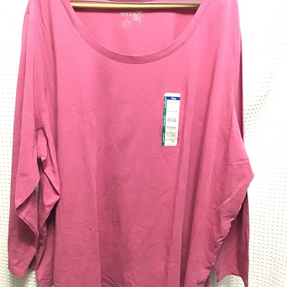 Terra & Sky Pink Oversized Long Sleeve Blouse